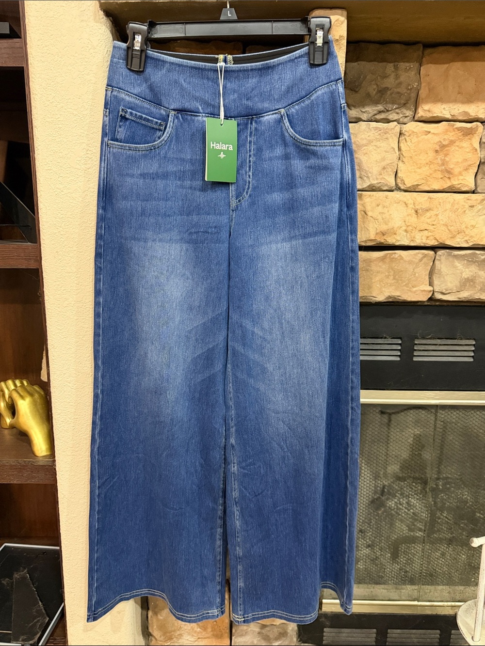 Brand New HALARA Blue Wide-Leg Flare Denim Jeans